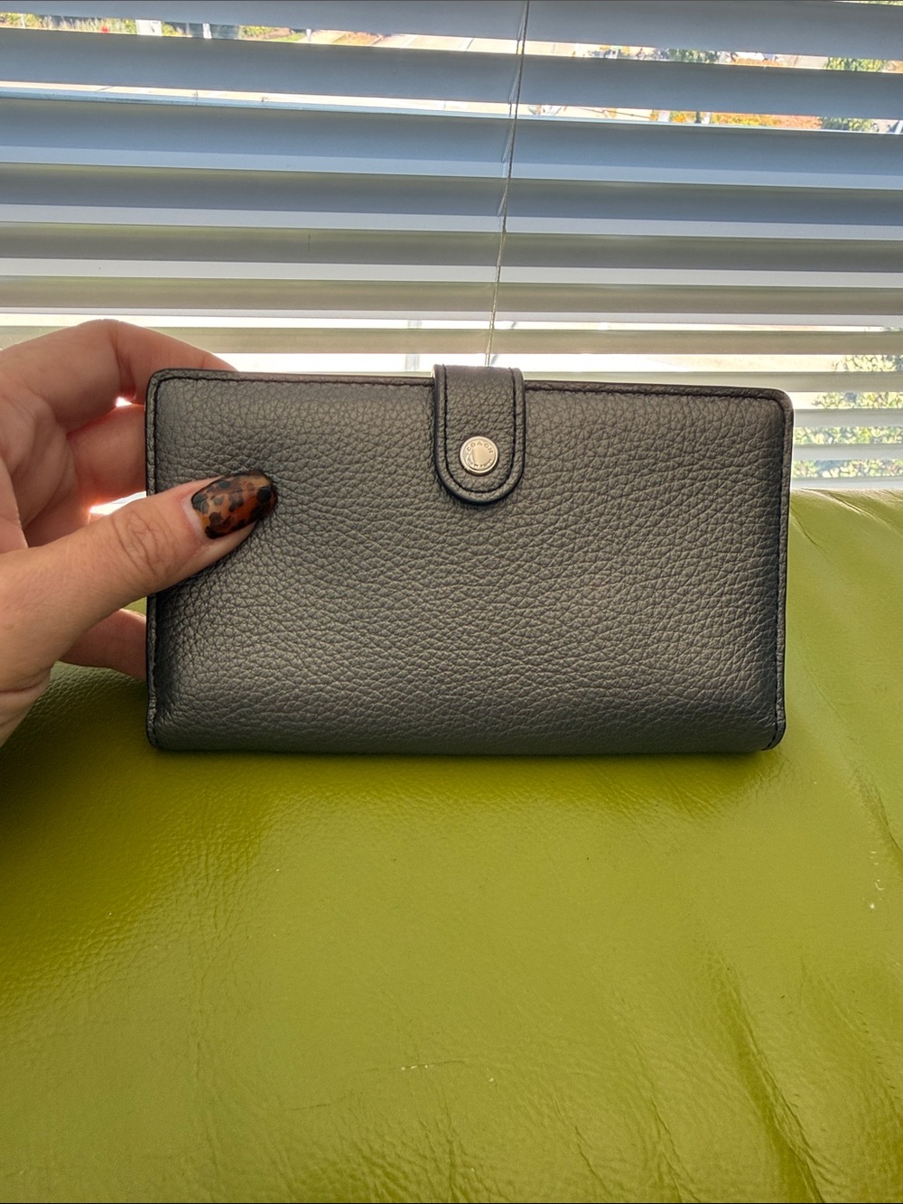 Coach Silver Metallic Pebbled Leather  Small Continental Wallet